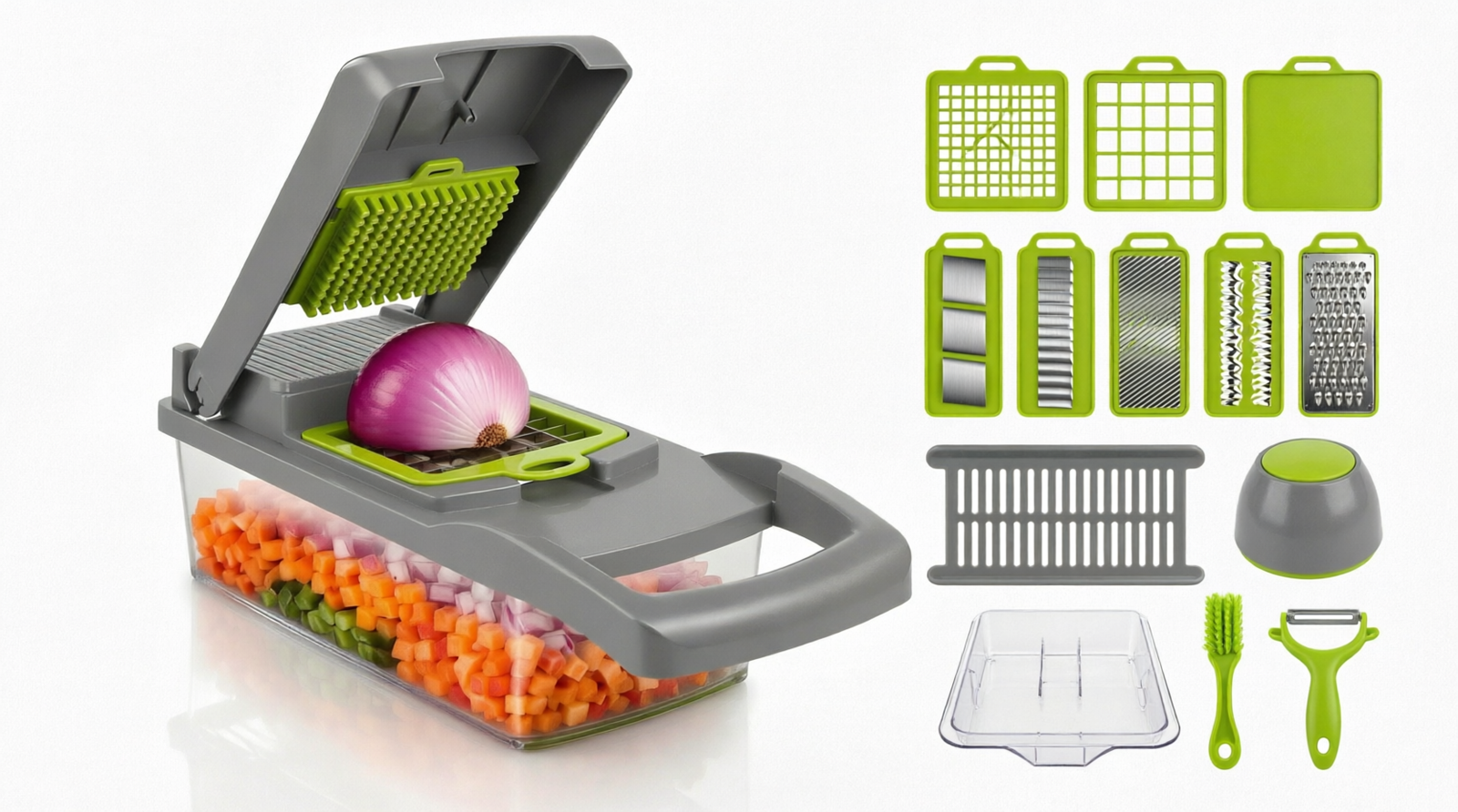 multi-functional 16-in-1 vegetable chopper